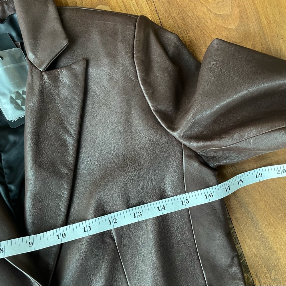 Bod & Christensen Chocolate Brown Leather Blazer size M NWT - Picture 9 of 14